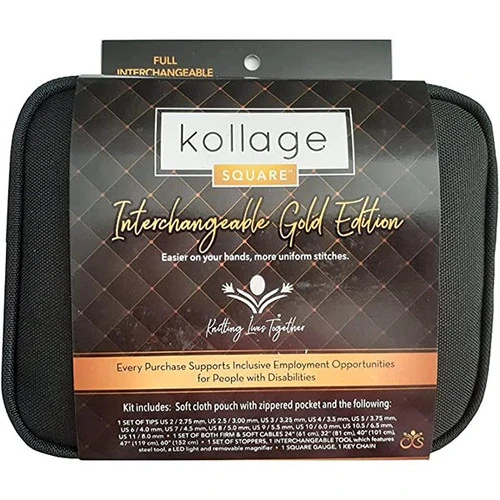 Kollage Square Interchangeable Gold Edition Knitting Needle Set 1 Kollage Square Interchangeable Gold Edition Knitting Needle Set
