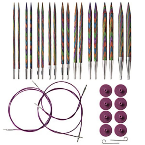 Options Interchangeable Rainbow Wood Circular Knitting Needle Set 1 Options Interchangeable Rainbow Wood Circular Knitting Needle Set