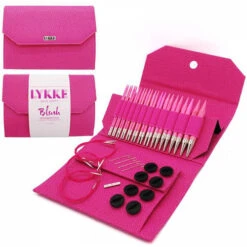 LYKKE Blush 5" Interchangeable Knitting Needle Set - Fuchsia Denim